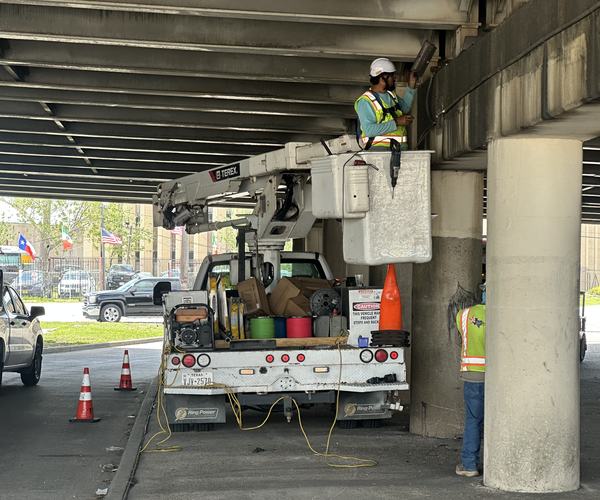 Working under a bridge