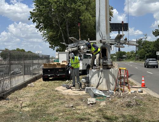 High-mast pole base and ring service