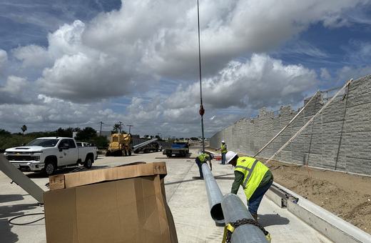 Pole sections on site