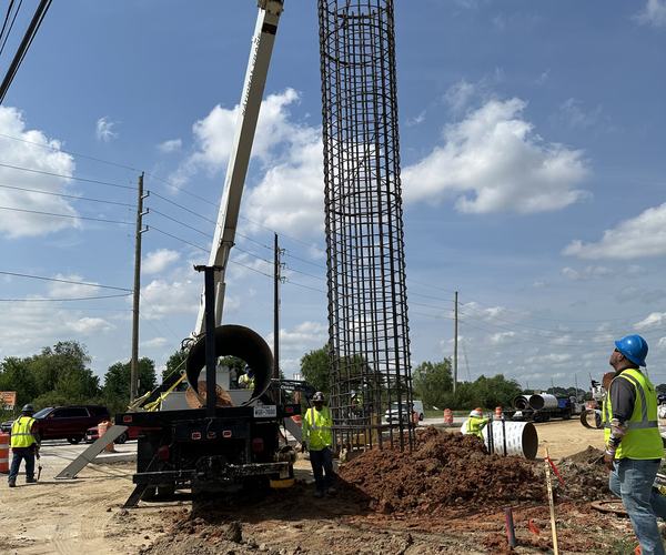 Setting a rebar cage